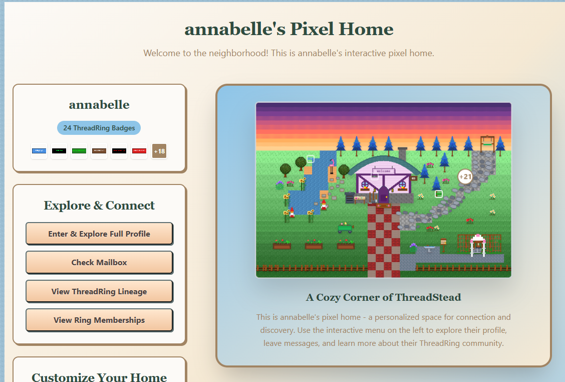 Customizable pixel home interface